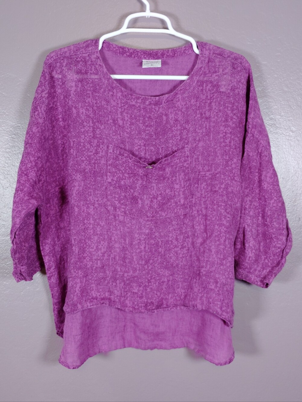 Click By Color Me Cotton Vintage Linen Blouse Flowy Lagenlook Purple Beachy